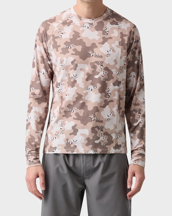 Desert camo waffle thermal long sleeve with raglan sleeves