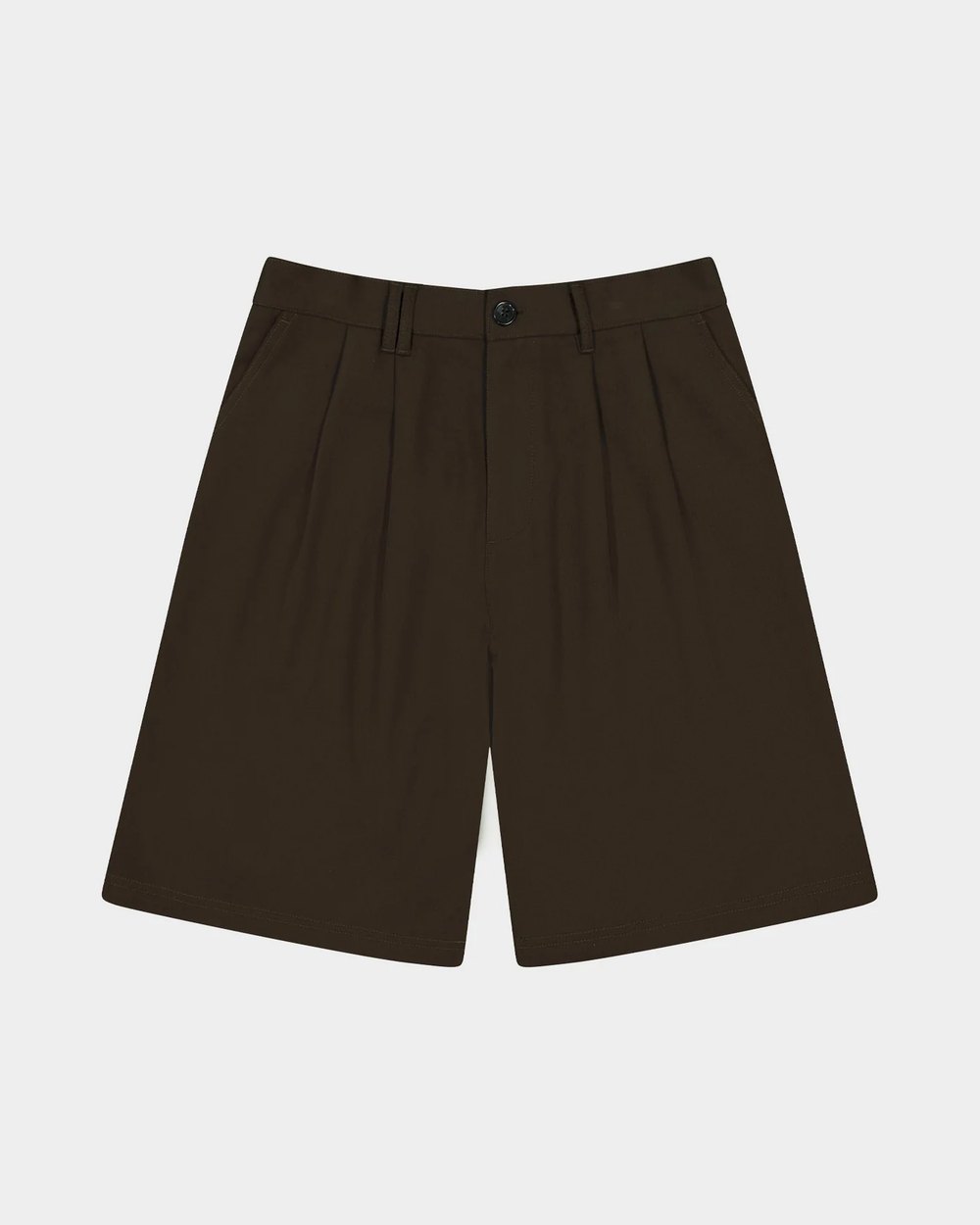 Brown Alby pleat short flat lay