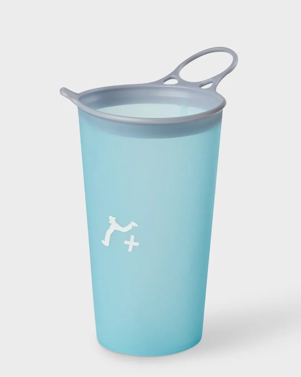 Angled view of the speed cup showing the finger loop and runner logo