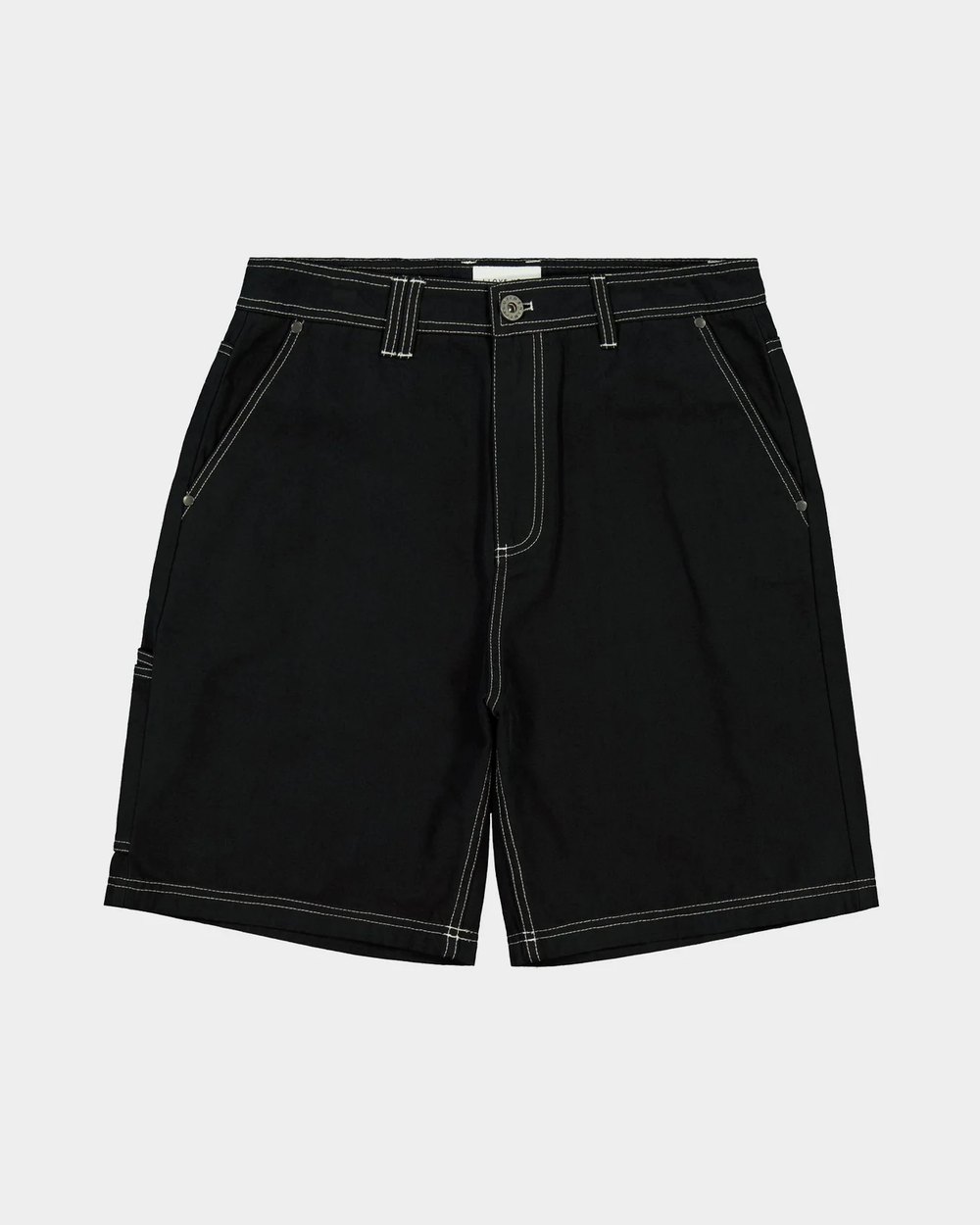 Black contrast stitch canvas short flat lay