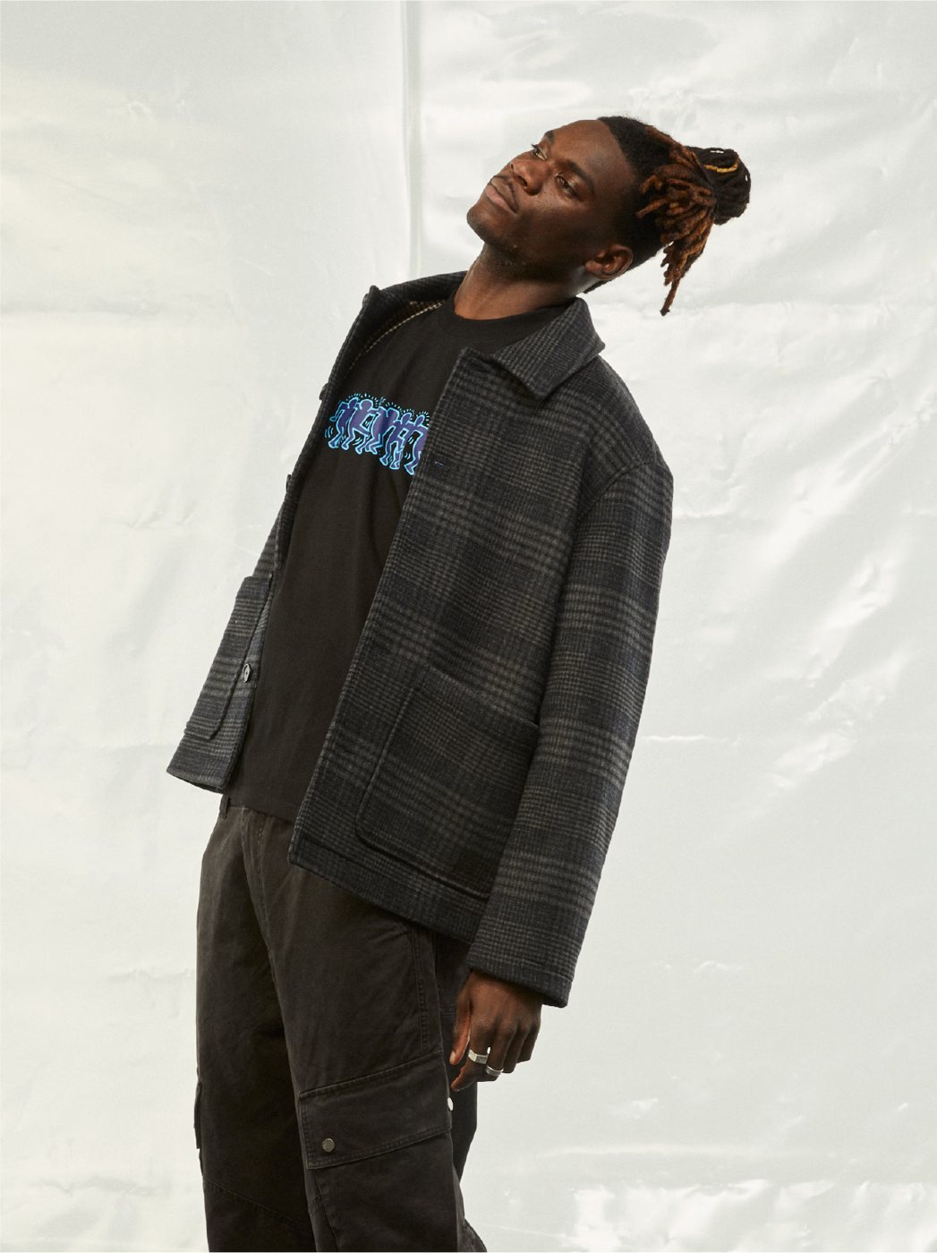 I Love Ugly x Keith Haring: Check overshirt over a graphic tee