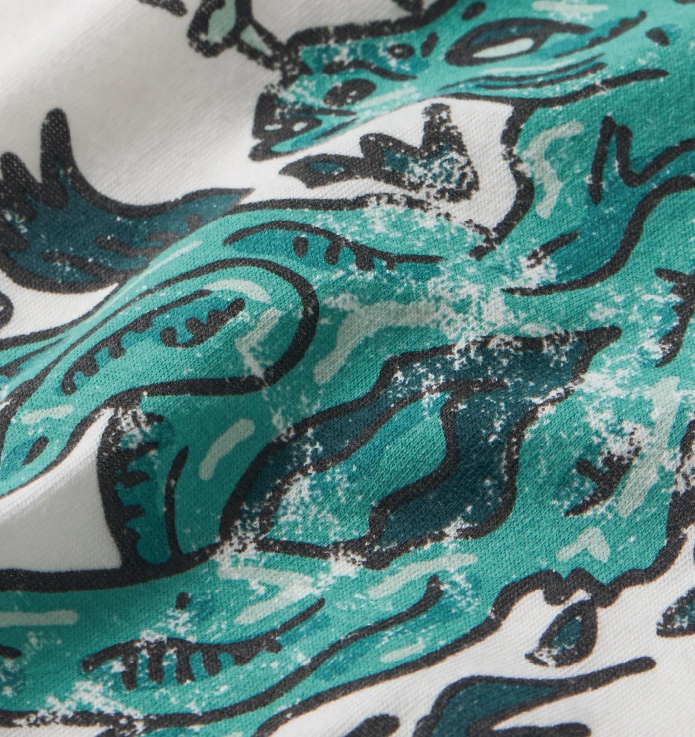 Close-up of the distressed teal Off Road horse print