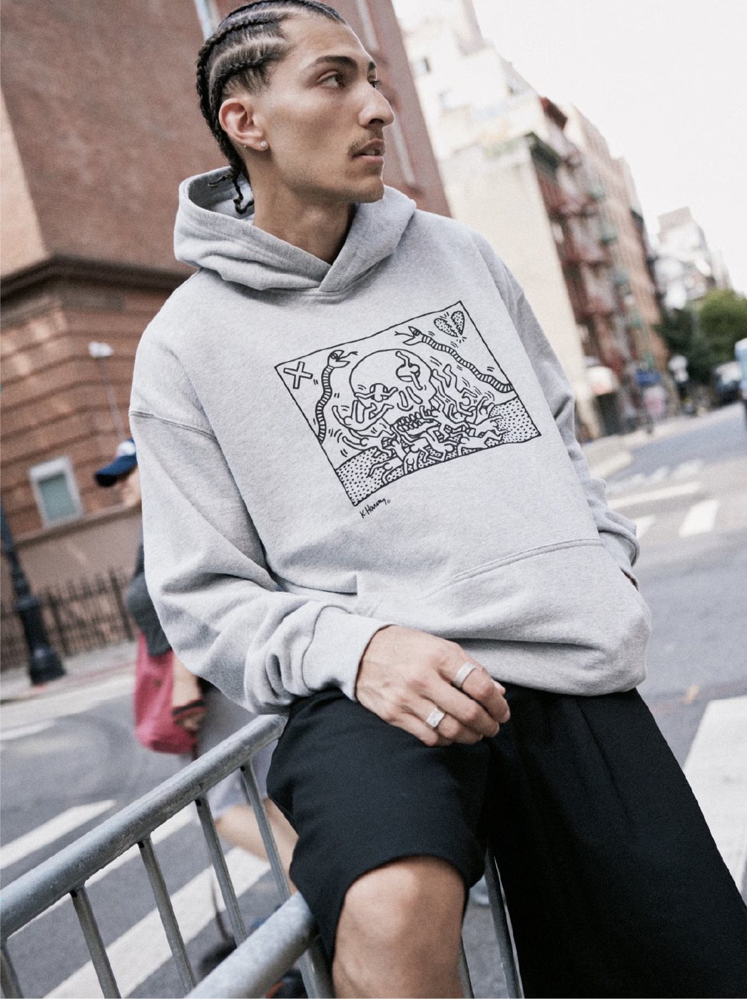 I Love Ugly x Keith Haring: Grey Keith Haring graphic hoodie