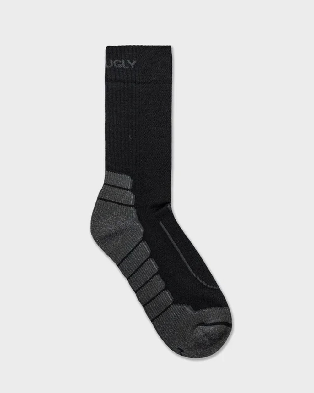 Black and charcoal merino compression crew sock