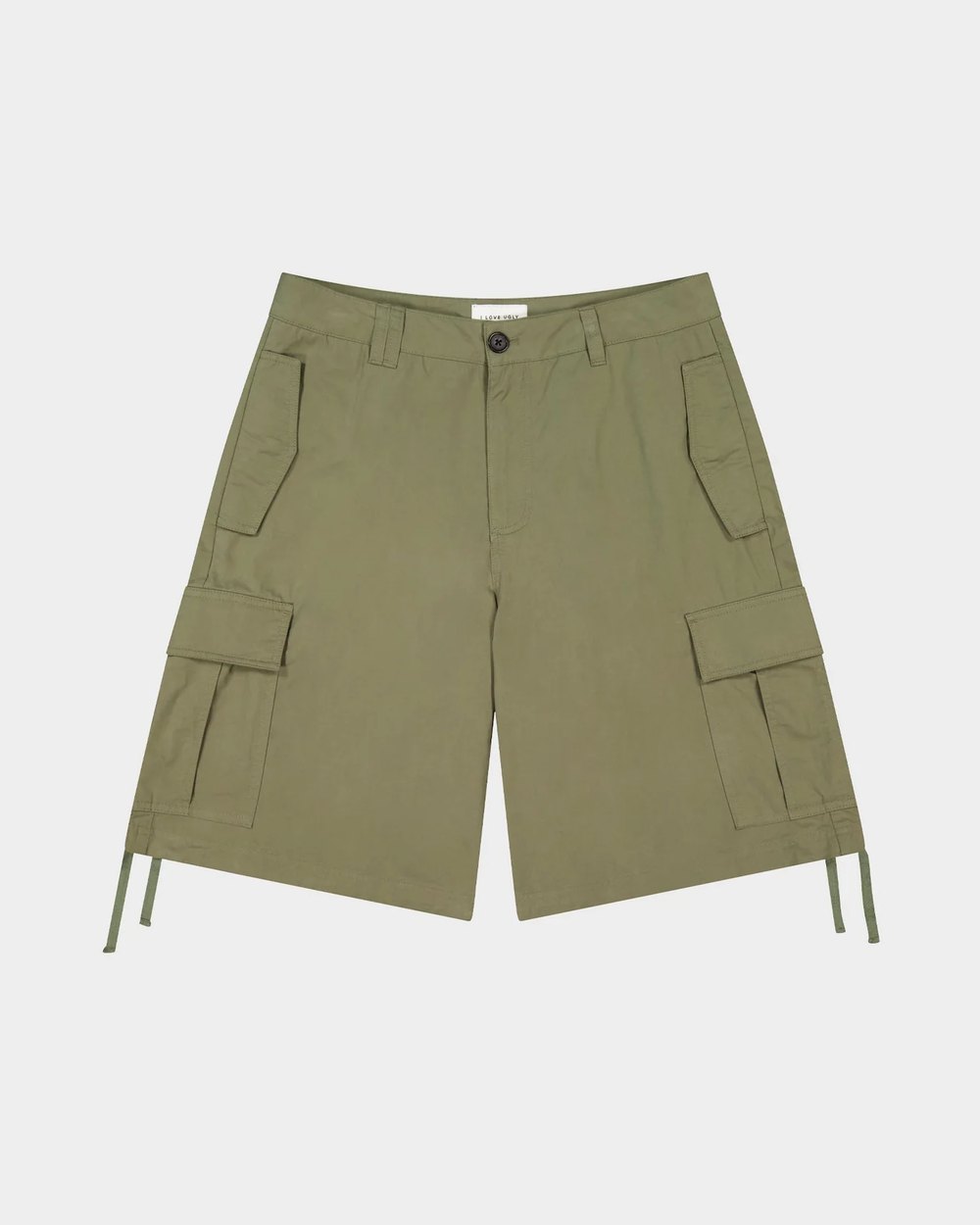 Olive aviator cargo short flat lay